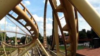 Roller coaster Achtbaan Achterbahn Looping star Slagharen Netherlands Holland Nederland [upl. by Anaitat]