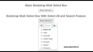 Create multiple select with select all and search feature using jquery bootstrap multiselect plugin [upl. by Millburn110]