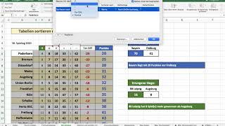 Exceleinführung 5 Tabellen sortieren und SVerweis am Beispiel Bundesligatabelle [upl. by Agnese892]