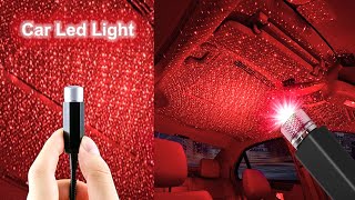 USB Star Projector Night Light  Led Car Roof Lights Portable Adjustable Interior Light Red [upl. by Fadas]