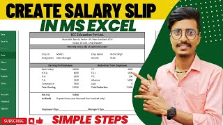 Salary slip in Excel  how to create pay slip in excel  MS Excel payslip salaryslip [upl. by Cavill354]