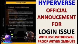 Hyperverse Official Annoucement For Hyperverse Login Issue [upl. by Hauser]