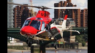 Helicopter Agusta AW109 take off at London Battersea heliport  hélicoptère [upl. by Nyrem]