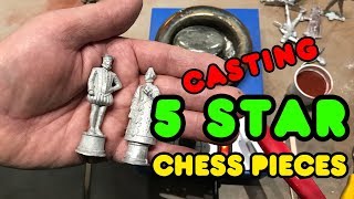 Casting a Spanish Armada 1588 Chess Set with 5 Star Pewter using a Solder Pot [upl. by Hsima]