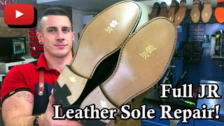 Full Leather Sole Repair  Long Version  JR Deluxe Soles  Churches Shoes  Goodyear welted [upl. by Susumu]