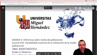 Lec016 Variabilidad muestral de la estimación de la media poblacional [upl. by Graham]