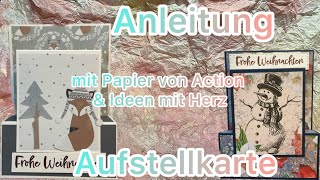 Aufstellkarte Anleitung ❤️ Schritt für Schritt 💕 Karte basteln🤩 💕 Action amp Ideen mit Herz Papier🎄 [upl. by Furr279]