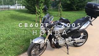 Honda Hornet CB600F  2005  DPM race exhaust engine sliders and passenger footpegs [upl. by Theo352]