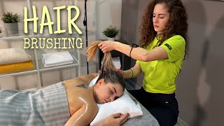 ASMR Hair Brushing and Relaxing Massage with Coconut Oil No talking [upl. by Timothea]