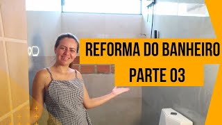 COMO TA FICANDO NOSSO BANHEIRO CINZA parte 03  Banheiro Futurista  Reforma no banheiro [upl. by Araccot]