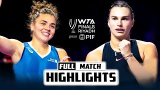 Aryna Sabalenka vs Jasmine Paolini Full Match Highlights  WTA Finals Riyadh 2024 [upl. by Akanke]