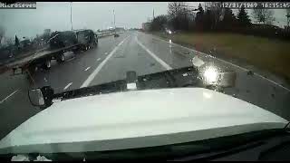 Driver slams into ODOT snow plow on I90 in Cleveland [upl. by Nottarts815]