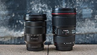 Sony Zeiss 1635 f4 vs Canon 1635 f4 REVIEW [upl. by Norbie]