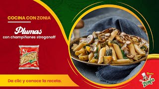 Plumas con Champiñones Stroganoff Pastas Zonia [upl. by Ahsekat]