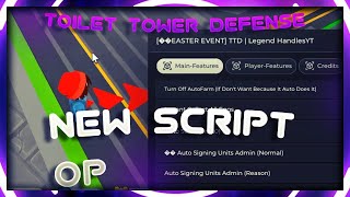 Roblox Toilet Tower Defense Script  Hack Dupe Units Auto Farm [upl. by Mayhs]