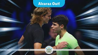 Alcaraz Eliminated from ATP Finals Zverev Advances with Dominant Performance [upl. by Yellek58]