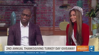 NFL star Vernon Davis and Miss DC USA 2023 Cassie Baloue team up for the 2nd annual Thanksgiving Tur [upl. by Davidoff753]