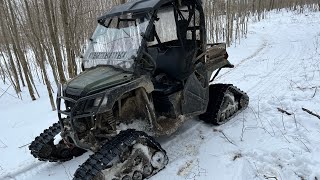 Pioneer 500 with Camso X4S Tracks Winter Traction Review [upl. by Cloris]