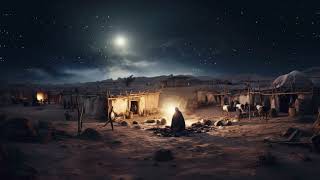 Religious Christmas Manger Nativity Scene Village In Desert Under Stars Christian Background Motion [upl. by Chanda]