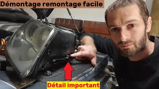 Démontage et remontage phare touareg phase 1 pour changement de lampoule r5 TDI v6 v8 v10 w12 [upl. by Eimerej]