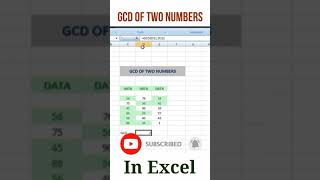 How To Find GCD OF Two Numbers In Excel।।GCD OF Two Numbers In Excel।।Excel GCD GCDOF2NUMBERS [upl. by Htiduj]