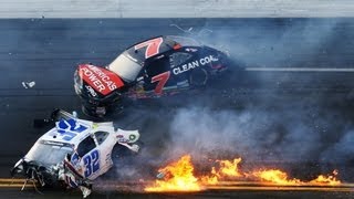 2013 Daytona Kyle Larson crashes into fence  NASCAR [upl. by Wessling]