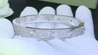 Custom Made Cartier Love Bracelet 18K White Gold Pave With Diamonds [upl. by Monty]