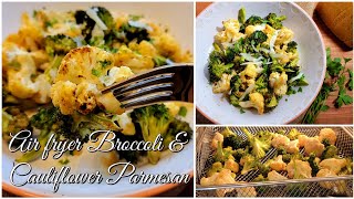 Air fryer Broccoli and Cauliflower Parmesan  Side dish recipe [upl. by Mas407]