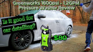 Budget Friendly Pressure Washer For Car Detailing Greenworks 1600psi 12gpm Review [upl. by Chassin246]