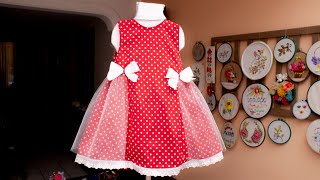 Lindo vestido para niñas muy fácil de hacerpaso a paso Tabla de medidas patronescorte y costura [upl. by Enylodnewg315]