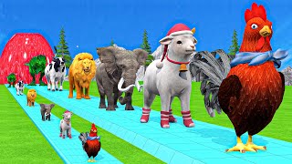 Paint amp Animals CowGorillaElephantLionTigerDinosaur Fountain Crossing Transformation Cartoon [upl. by Ezeerb792]