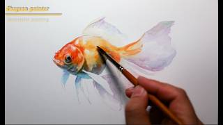 Goldfish watercolor painting  기초수채화 금붕어 그리기 [upl. by Labinnah]