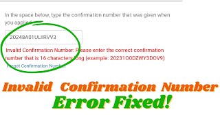 How to Fix Invalid Confirmation Number Error when Checking Green Card DV Lottery Results 2024 [upl. by Ayirp471]