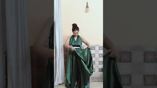 Gown from saree gown saree drapingytshorts youtubeshorts [upl. by Ferris]