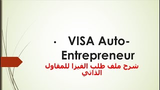 VISA AutoEntrepreneur  شرح ملف طلب الفيزا المقاول الذاتي بطريقة سهلة مع النصائح 2021 [upl. by Eceinhoj]