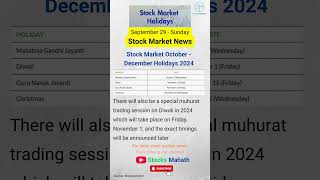 📅 quotStock Market Holidays 2024 OctoberDecember Trading Breaks 🚫📈quot  stockmarketnews [upl. by Aneetsyrk]