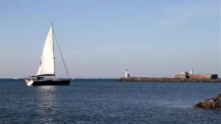 Cap dAgde lentrée du port voilier avec le Fort Brescou [upl. by Arbma]