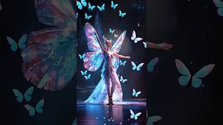 A woman performs a fusion with the butterfly on AGT americasgottalent magic [upl. by Eimar]