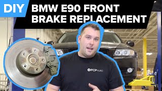 BMW E90 Front Brake Replacement DIY 328i Pads Rotors amp Sensors [upl. by Underwood]