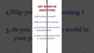 oet speaking warm up questions [upl. by Jimmy602]