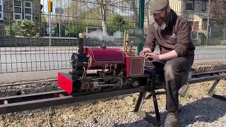 5 inch gauge 060 Sweet Pea steam loco first time running on steam [upl. by Nodnalb]