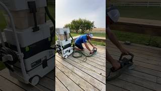 Nice evening to start refinishing a deck with the ​⁠festoolcanada RG 130 and dust collection [upl. by Aleehs466]