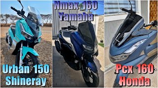 63  Comparativo da Urban 150 Shineray x Nmax 160 Yamaha x Pcx 160 Honda [upl. by Lalla]