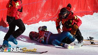 Four BRUTAL crashes on treacherous day at Val d’Isere downhill  NBC Sports [upl. by Naugal]