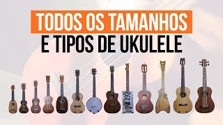 Todos os tamanhos e tipos de ukulele soprano concert tenor etc [upl. by Alysia633]