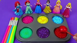 Satisfying ASMR  Mixing Disney Princess Colorful dress up  Sofia Ariel Cinderel Elsa Rapunzel [upl. by Bigg]