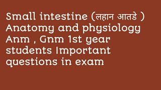 Small intestine  Anatomy and physiology  Anm  Gnm 1st year नर्सिग एक ईश्वर सेवा मी आरोग्यदूत [upl. by Dombrowski]