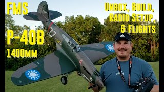 FMS  P40B  14m  Unbox Build Radio Setup amp Flights [upl. by Minda]