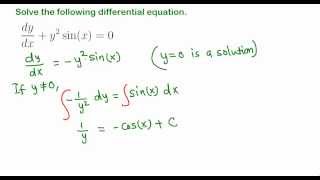 Separable differential equations example 211 [upl. by Dadelos]