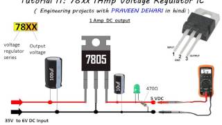 78xx series 1Amp Voltage Regulator IC  Tutorial 11 [upl. by Avis]